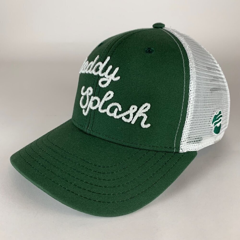 Caddy Splash Mens Green White Snapback Trucker Hat